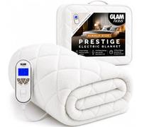 GlamHaus Electric Blanket Single Size - Luxurious Diamond-Quilted Sherpa Fleece - Heat & Timer Settings - Body & Feet Settings - Deep Elasticated Skirt - Machine Washable (Single)