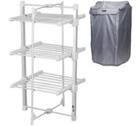 Glamhaus Electric Heated Clothes Airer Dryer Indoor Foldable Horse Rack 3 Tier in Off-White Glamhaus Off-White