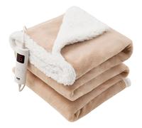 Glamhaus Electric Heated Throw Fleece Reversible Blanket 160 X 130cm in Beige | Size: 160 X 130 cm Glamhaus Beige 160 X 130 cm