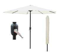 Glamhaus Garden Parasol Table Umbrella 2.7M With Crank Handle Uv40 Protection Free Protection Cover Robust Steel Cream