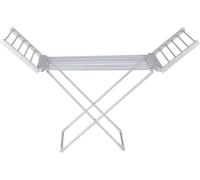 GlamHaus Heated Clothes Airer Rack Rail 220W Foldable, Dryer, Indoor Portable Free Standing Deluxe Eco Dry, Energy Efficient, Low Energy, Aluminium, Silver (Silver Winged)