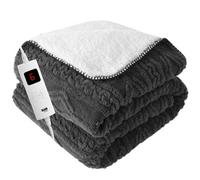 Glamhaus Heated Electric Throw Blanket - Luxurious & Soft Design - 9 Temperature Settings & 9-Hour Timer Dark Grey