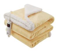 GlamHaus Heated Throw Electric Blanket 6 Heat and 3 Timer Auto Shut Off - Digital Control - Machine Washable - Yellow