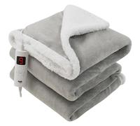 Heated Electric Throw Soft Luxury Fleece Blanket 160 x 130cm - Light Grey