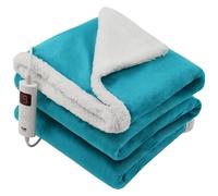 Heated Electric Throw Soft Luxury Fleece Blanket 160 x 130cm - Light Blue
