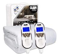 GlamHaus King Size Electric Blanket Dual Control Fitted Heated Mattress Bed Under Cover With Elasticated Skirt, Premium White Diamond Quilted, Dual Control, Machine Washable (King)