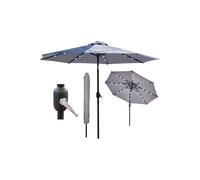 Glamhaus Light Grey Solar Power LED Tilting Parasol Waterproof Umbrella 2.7M Glamhaus Light Grey