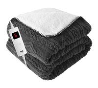 GlamHaus Luxury Electric Heated Throw Blanket, Soft Reversible Fleece Over Blanket for Sofa Or Bed, Large 160 x 130cm, Heat and Timer Settings, Auto Shut-Off, Machine Washable (Dark Grey)