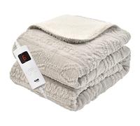 GlamHaus Luxury Electric Heated Throw Blanket, Soft Reversible Fleece Over Blanket for Sofa Or Bed, Large 160 x 130cm, Heat and Timer Settings, Auto Shut-Off, Machine Washable (Cool Grey)