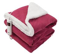 GlamHaus Luxury Electric Heated Throw, Large Reversible Fleece Over Blanket for Sofa or Bed, 160 x 130cm, Heat And Timer Setting, Auto Shut Off, Digital Controller, Machine Washable (Deep Pink)