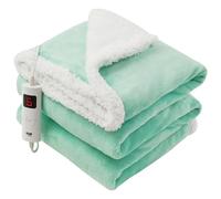 GlamHaus Luxury Electric Heated Throw, Large Reversible Fleece Over Blanket for Sofa or Bed, 160 x 130cm, Heat And Timer Setting, Auto Shut Off, Digital Controller, Machine Washable (Green)