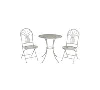 Glamhaus Metal Bistro 3 Piece Set Garden Patio Furniture Antique Grey Glamhaus Grey