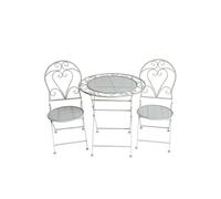 Glamhaus Metal Bistro 3 Piece Set Patio Garden Furniture Antique Grey Glamhaus Grey