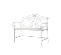 Glamhaus Metal Garden Bench Patio Furniture Seat Foldable Antique White Glamhaus White