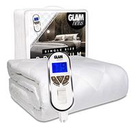 GlamHaus Single Size Electric Blanket Fitted Mattress Bed Cover Underblanket, White Premium Diamond Quilted, Heat Settings for Feet and Body, Timer & Machine Washable (Single)