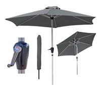 Glamhaus Tilting Garden Parasol Table Umbrella 2.7M With Crank Handle, Uv40 Protection, Free Protection Cover - Dark Grey