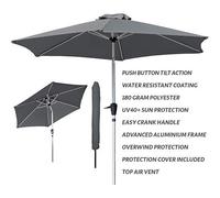 GlamHaus Tilting Garden Parasol Table Umbrella 2.7M with Crank Handle, UV40 Protection, Free Protection Cover - Dark Grey