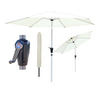 Glamhaus Tilting Garden Parasol Table Umbrella 2.7M With Crank Handle, Uv40 Protection, Includes Protection Cover - Cream