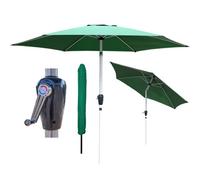Glamhaus Tilting Garden Parasol Table Umbrella 2.7M With Crank Handle, Uv40 Protection, Includes Protection Cover - Green