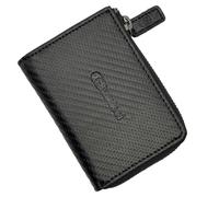 Glamicci Card Holder for Men & Women | 8 Card Slots RFID Protected Wallet | Small Leather Zip Card Pocket | RFID Secure | Unisex Mini Purse RDS2CF-BK (Carbon Fibre Black)