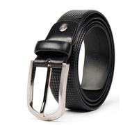 Glamicci Genuine Leather Dress Belt |Single Prong Buckle-Classic & Fashion, Belt for Suits Work Business and Casual 33-34mm-1 1/3" width-AB675 (Black1, 38-40" Waist (125cm/49”Strap))