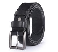 Glamicci Genuine Men's Leather Belt - 1.5"/38mm Real Leather Roller Buckle Belt | Ideal for Jeans,Casual,Cowboy & Work Wear (14Black, 34-36" waist -115cm/45 Strap)