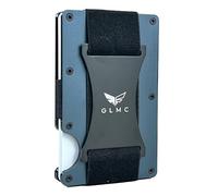 Glamicci GLMC Minimalist Metal Wallet RFID-Blocking Credit Card Holder with Cash Strap | Slim, Secure, Small and Stylish | Holds up-to 12 Cards-JES2 (Blue Elastic Strap)