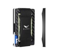 Glamicci GLMC Minimalist Metal Wallet RFID-Blocking Credit Card Holder with Cash Strap | Slim, Secure, Small and Stylish | Holds up-to 12 Cards-J2 (Carbon Elastic Strap)