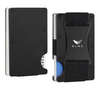 Glamicci GLMC Minimalist Metal Wallet RFID-Blocking Credit Card Holder with Cash Strap | Slim, Secure, Small and Stylish | Holds up-to 12 Cards-JES2 (Black Elastic Strap)