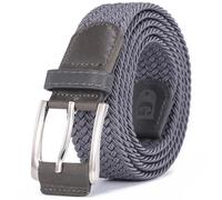 Glamicci Men’s Elastic Braided Belt | Stretch Woven Belt for Golf, Casual & Dress Pants | Adjustable Comfort Fit | 1 3/8" (34mm) | Gift Box Included (Grey, M 33-36” Waist)