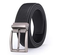 Glamicci Men's Genuine Leather Dress Belt 3.3cm wide |Scratch Resistant Real Leather Black Belt For Men Style-14.06 (14Black-Sil Buckle, 34-38” Waist (117cm/46”Strap))