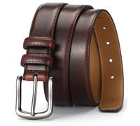 Glamicci Men's Genuine Leather Dress Belt - 3cm Wide Classic Formal & Casual Style with Single Prong Buckle - Premium Leather Belt for Suits, Jeans, Work, Business (Dk Brown, 29-32”Waist(105cm))
