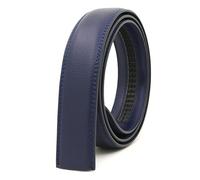 Glamicci Mens Ratchet Leather Belt without Buckle-35mm 1 3/8”| Adjustable Sliding Type Strap Only No Buckle|Autolocking Belt Strap AST(02Blue Strap125)