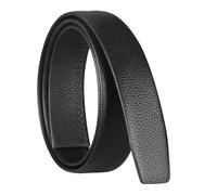 Glamicci Mens Ratchet Leather Belt without Buckle-35mm 1 3/8”| Replacement Ratchet Belt,Adjustable Sliding Type without Buckle | Replacement Autolocking Belt Strap (01Black Strap125)