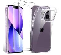 Glamified 3 in 1 Case Cover Compatible with iPhone 15 Series Case and 2 Pack Tempered Glass Screen Protector, Slim Soft TPU Shockproof Anti-Scratch iPhone Case Cover Silicone (iPhone 15 Pro Max)
