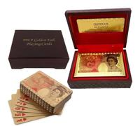 Glamified 50 Pound Playing Cards | 24k Carat Gold Plated Poker Cards | Includes Deluxe Wooden Gift Box, Ideal for Family, Magic Party Game
