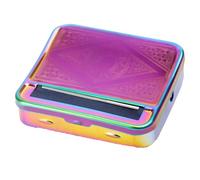 Glamified - Automatic Rolling Tin Cigarette Machine Portable Metal Box for Rolling Tobacco, Smoking Roller and Storage Case (Rainbow)