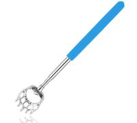 Glamified Bear Claw Telescopic Back Scratcher (Blue) - Extendable Metal Back Massager Tool with Soft Rubber Handle - Portable Scratching Stick for Itch Relief for Humans & Pets