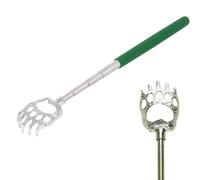 Glamified Bear Claw Telescopic Back Scratcher (Green) - Extendable Metal Back Massager Tool with Soft Rubber Handle - Portable Scratching Stick for Itch Relief for Humans & Pets