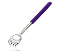 Glamified Bear Claw Telescopic Back Scratcher (Purple) - Extendable Metal Back Massager Tool with Soft Rubber Handle - Portable Scratching Stick for Itch Relief for Humans & Pets