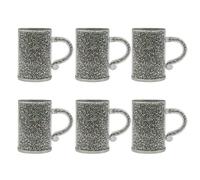 Glamified Crushed Diamond Crystal Filled Mugs Set of 6 Silver Kitchen Tea Coffee Cups (Without Holder)