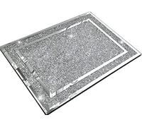 Glamified Crushed Diamond Silver Crystal Filled Chopping Board Glass Worktop Saver Chopping Board Toughened Glass Heat Resistant