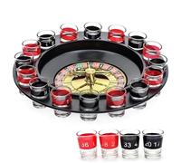 Glamified Drinking Games Party Fun with Roulette -16 Numbered Black and Red Glasses - Durable Roulette Spinning Game Set with Secure Packaging and 2 Metal Balls