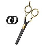 Glamified Glam 5.5" Professional Thinning Scissors - Black & Gold Stainless Steel Texturizing Shears - Sharp Razor Edge Blending Scissors for Barbers & Stylists
