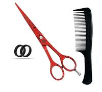 Glamified Glam 6.5" Dotted Red Hairdressing Barber Hair Scissor for Professional Hairdressers Barbers Stainless Steel Hair Cutting Shears - for Salon Barbers, Men, Women
