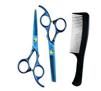 Glamified Glam 6.5inch Blue Professional Barber Hairdressing Scissors Set Salon Hair Cutting Thinning Scissors Comb Cutter Shears Stainless Steel