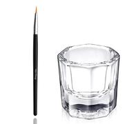 Glamified, glam Crystal Clear Acrylic Liquid Powder Glass Dappen Dish Glass Cup Tint Lash Brush + Dappen Mixing Dish | Eyelash Eyebrow Tinting Tint (Tint Brush + Dappen Dish)