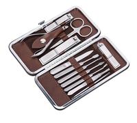 Glamified Glam Manicure Set - Pedicure and Manicure Kit for Women & Men - 12 pcs - Stainless Steel Nail Clippers & Cuticle Remover - Cutter Trimming Grooming Tools - w/Leather Case