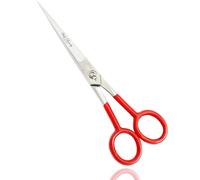 Glamified Glam Professional 7" Hairdressing Scissors Hair Cutting Scissors Shears for Barber- with Antibacterial Comfort Rubber Grip 100% Stainless Steel (Red)