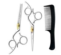 Glamified Glam Professional Barber/Salon Scissor Hair Cutting Set - 6.5"-Straight Edge Razor Sharp Scissor + Texturizing Thinning Shears Styling Hair for Women Men